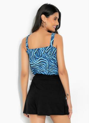 Moda Pop - Blusa Tigre Azul com Argola e Alças - MODA POP