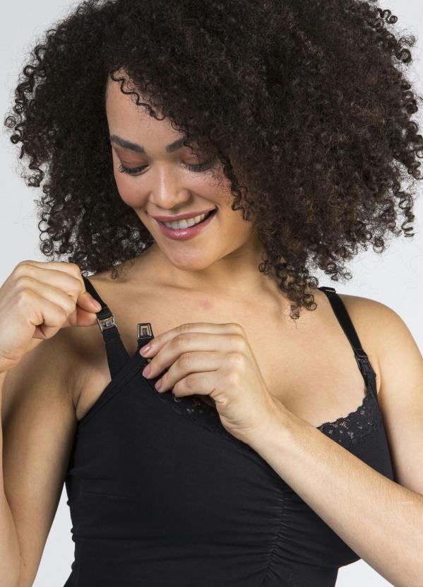 Agora Sou Mãe - Kit Blusas de Alça Amamentação 2 em 1 Branca e Preta 4