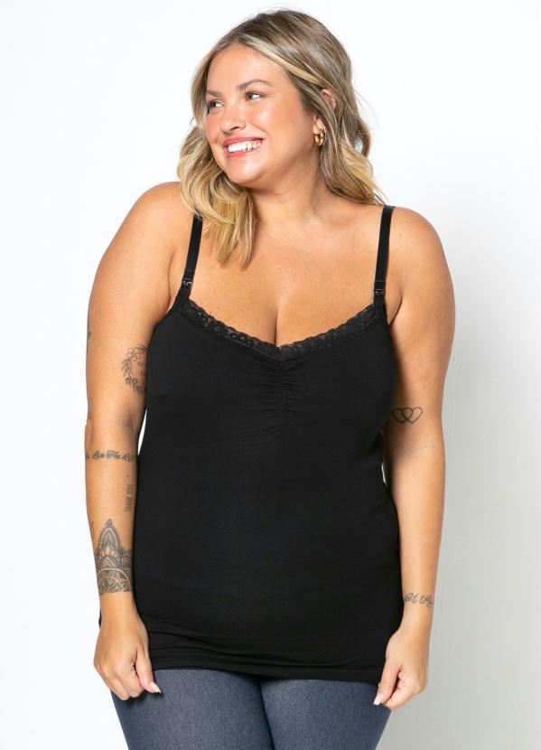 Agora Sou Mãe - Kit Blusas de Alça Amamentação 2 em 1 Branca e Preta 9