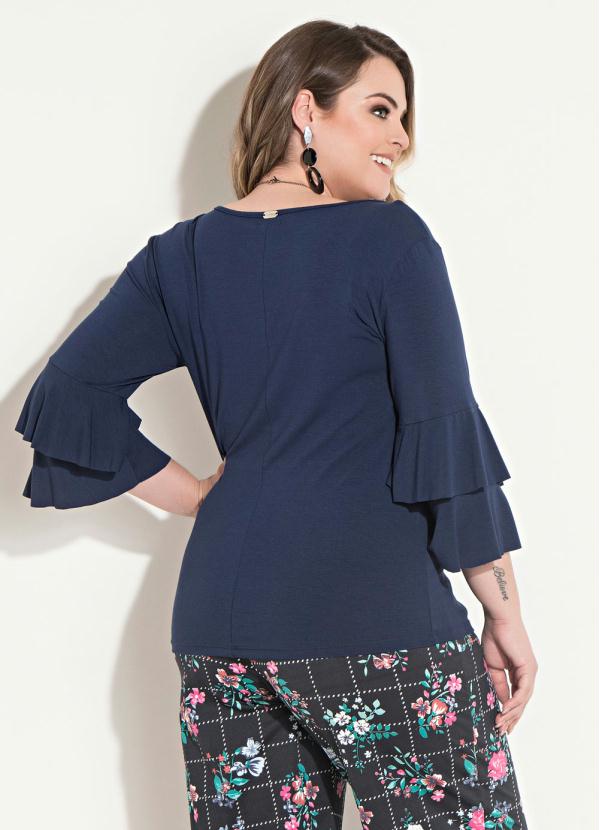 Quintess - Blusa com Babados nas Mangas Marinho Quintess 2