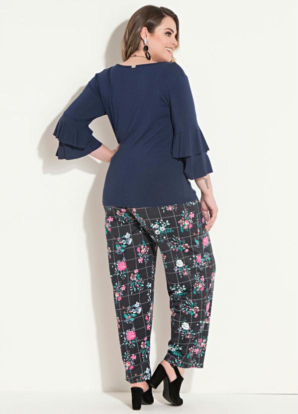 Quintess - Blusa com Babados nas Mangas Marinho Quintess 4