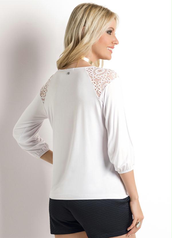 Multimarcas - Blusa com Detalhes em Renda Branca 2