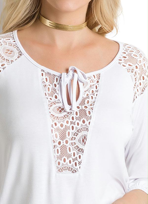 Multimarcas - Blusa com Detalhes em Renda Branca 3