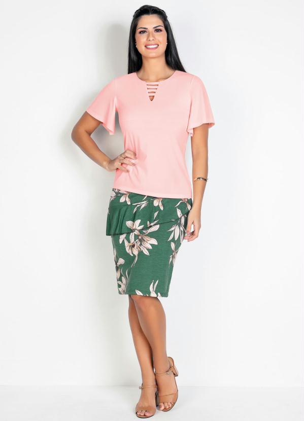 Outlet - Blusa com Manga Sino Rosa Moda Evangélica 5