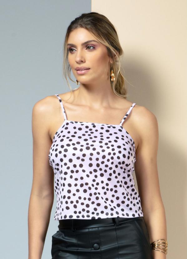 Quintess - Blusa com Sobreposição e Transparência Poá Rose 5