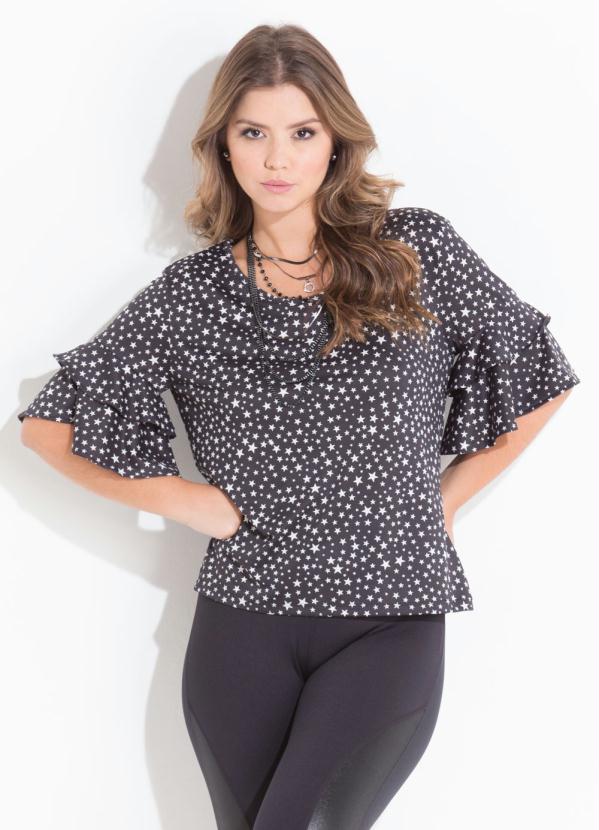 Quintess - Blusa Estrelas com Babados nas Mangas