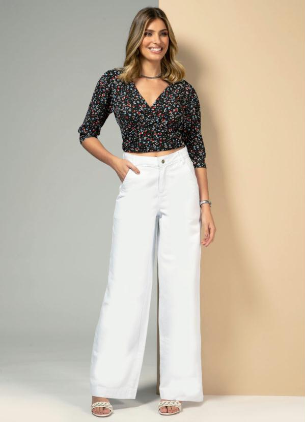 Quintess - Blusa Floral Preto com Amarração Costas 3