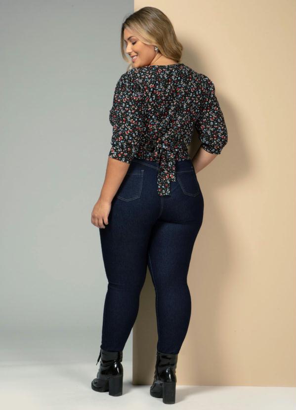 Quintess - Blusa Floral Preto com Amarração Costas 9