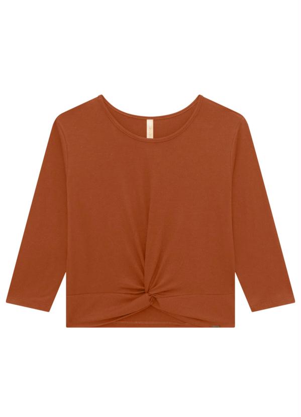 Lunender - Blusa Manga 3/4 Malha Viscose Marrom