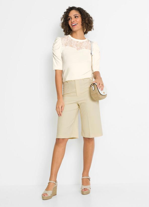 bonprix - Blusa Mangas 3/4 com Renda no Decote Branca 7