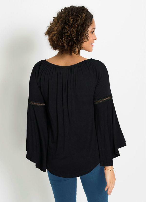 bonprix - Blusa Mangas Amplas Preta 2