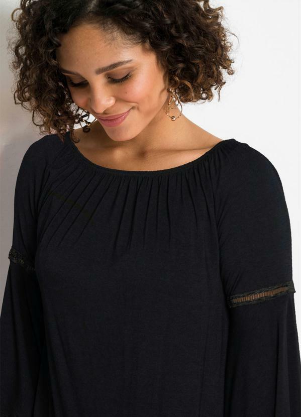 bonprix - Blusa Mangas Amplas Preta 3