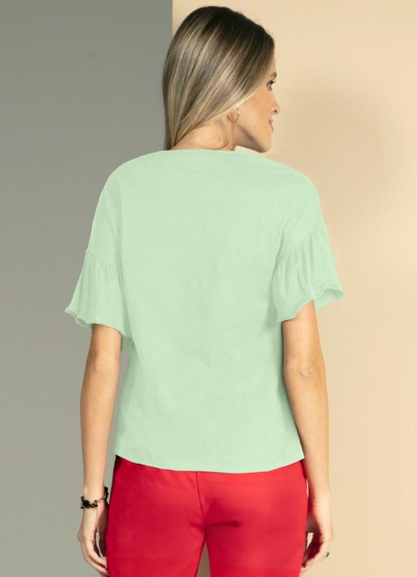 Quintess - Blusa Menta com Bordados em Floral e Mangas 3/4 2
