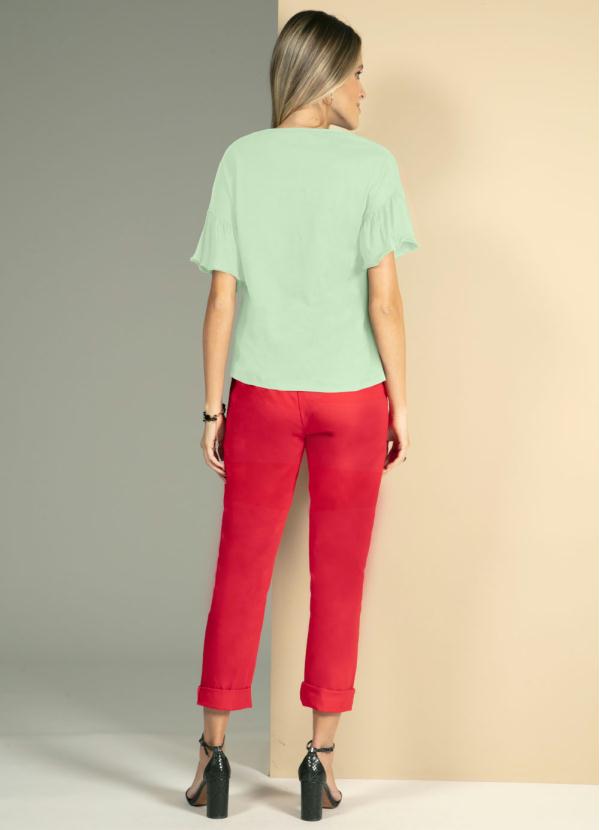Quintess - Blusa Menta com Bordados em Floral e Mangas 3/4 4
