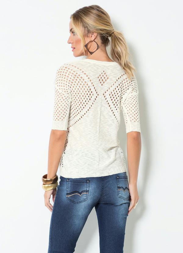 Multimarcas - Blusa Mink em Tricô com Vazados Off White 2