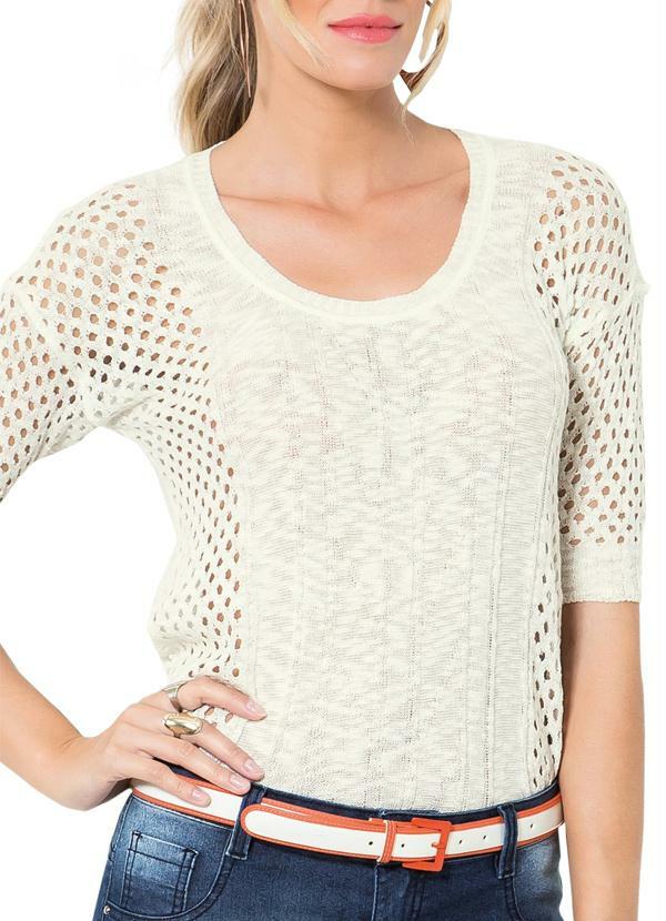 Multimarcas - Blusa Mink em Tricô com Vazados Off White 3