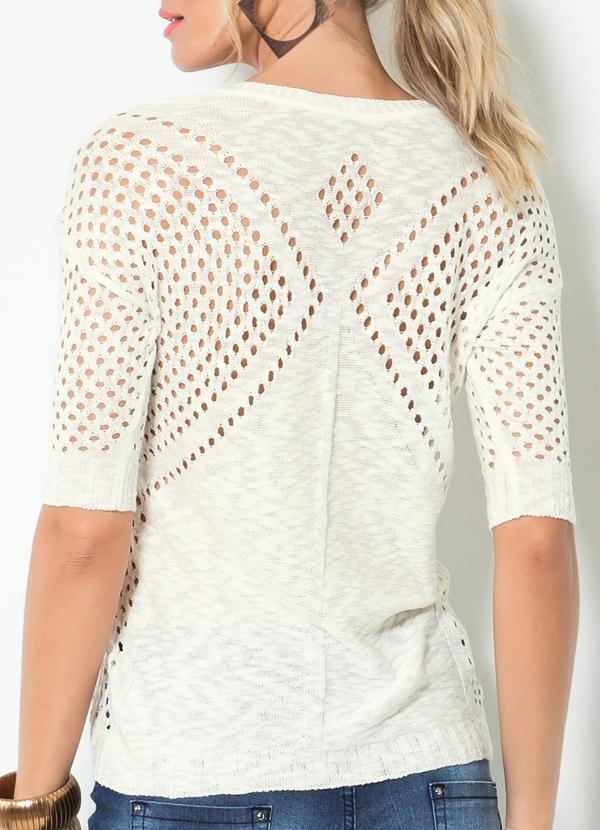 Multimarcas - Blusa Mink em Tricô com Vazados Off White 4