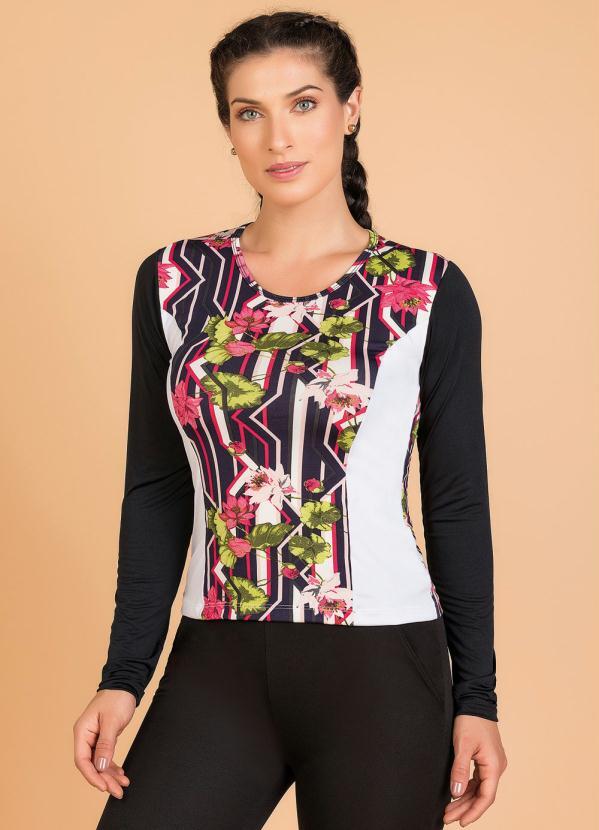 Outlet - Blusa Moda Evangélica Fitness Floral