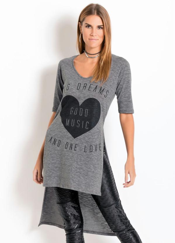 Quintess - Blusa Mullet com Mangas 3/4 Mescla Quintess