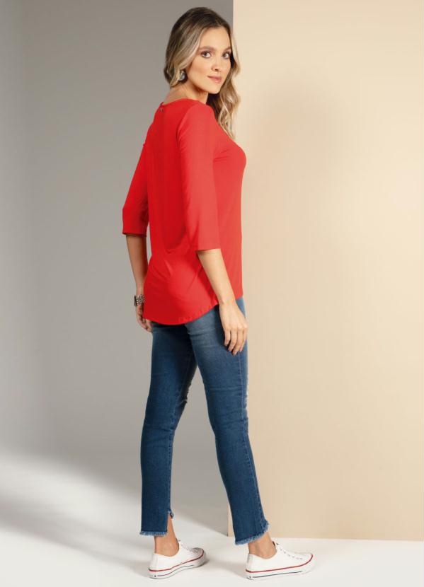 Quintess - Blusa Mullet Vermelho com Mangas 3/4 4