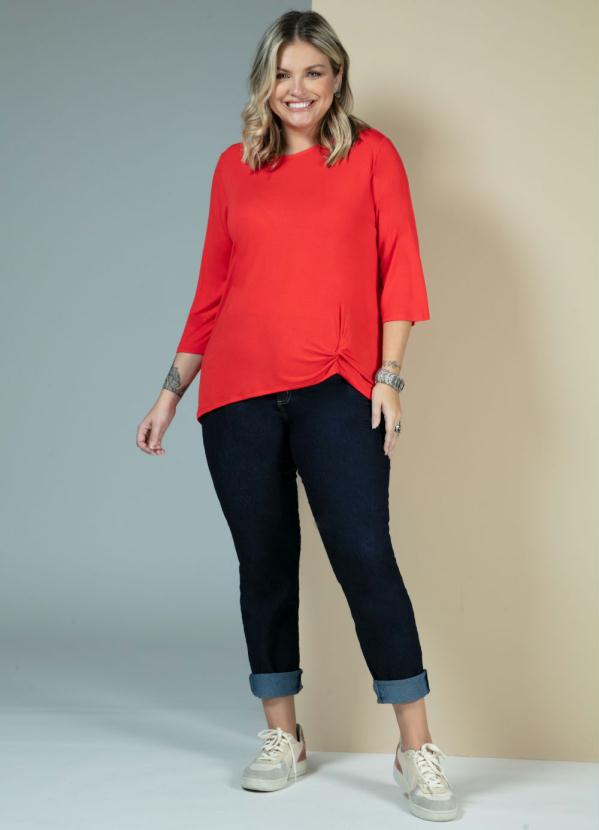 Quintess - Blusa Mullet Vermelho com Mangas 3/4 7