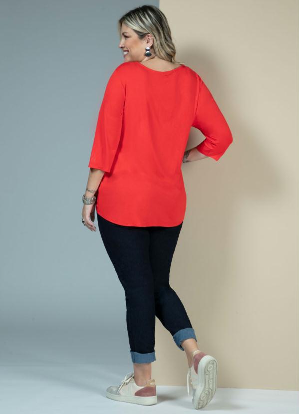 Quintess - Blusa Mullet Vermelho com Mangas 3/4 8