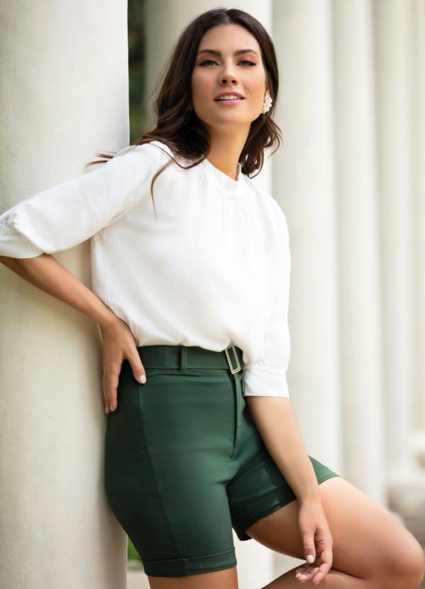 Quintess - Blusa Off White com Gola e Gota nas Costas