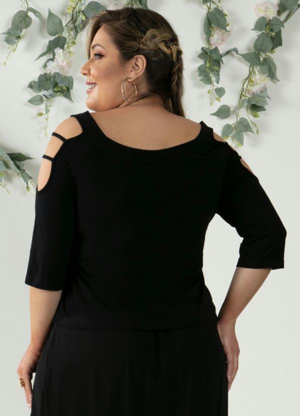 Quintess - Blusa Preta com Detalhe Vazado nas Mangas 7
