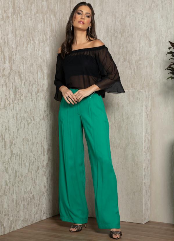 Quintess - Blusa Preta em Tule com Mangas Amplas 3