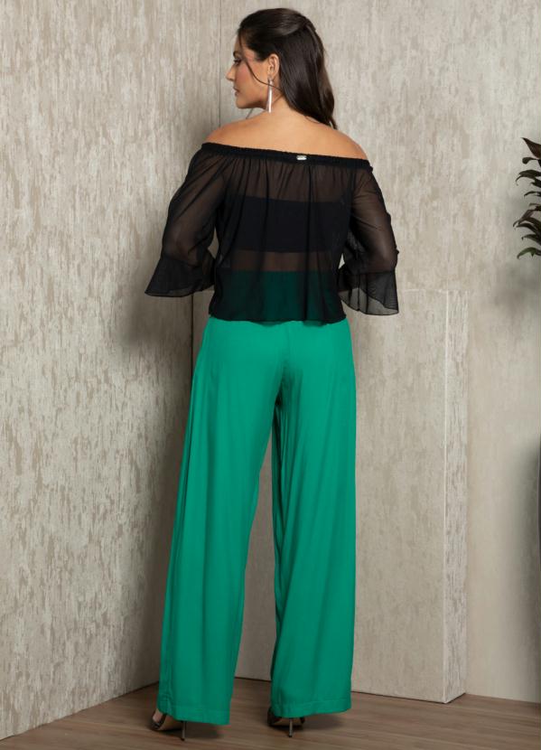 Quintess - Blusa Preta em Tule com Mangas Amplas 4