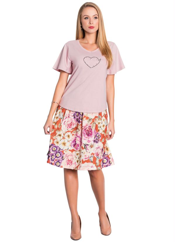 Outlet - Blusa Rosa Antigo com Pérolas Moda Evangélica 4