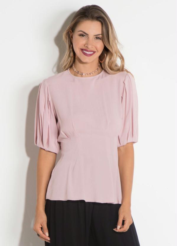 Quintess - Blusa Rosa com Manga Balão Quintess