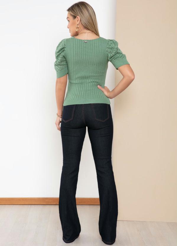 Quintess - Blusa Tricô Verde com Mangas Bufantes 4