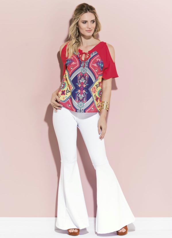 Quintess - Blusa Vermelha Quintess com Vazado nos Ombros 3