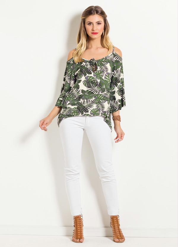 Quintess - Blusa Folhagens Quintess com Ombros Vazados 3