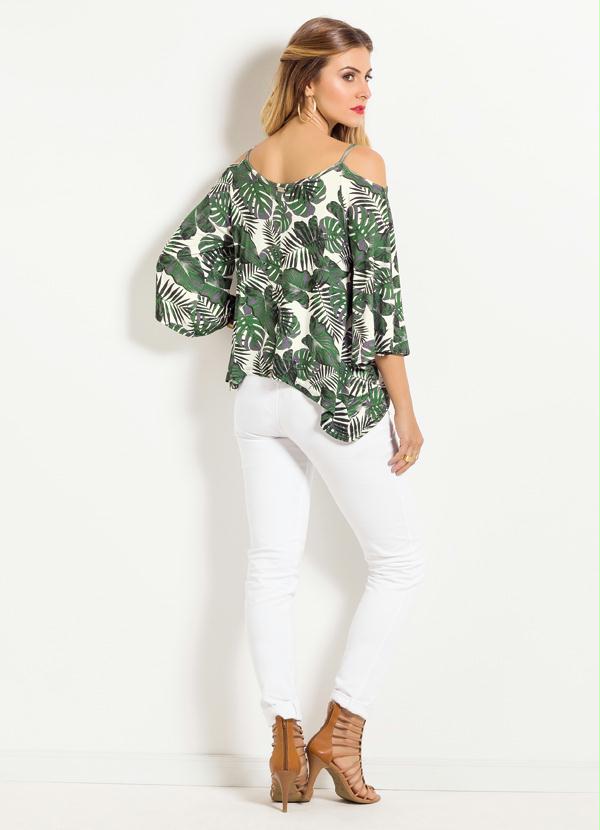 Quintess - Blusa Folhagens Quintess com Ombros Vazados 4