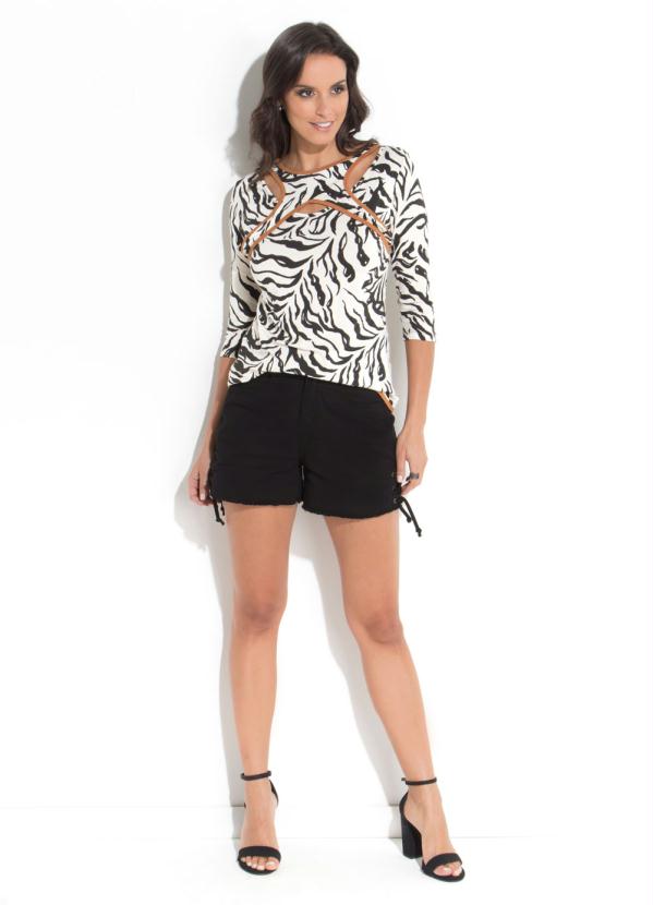 Quintess - Blusa Zebra Quintess com Sobreposição Frontal 3