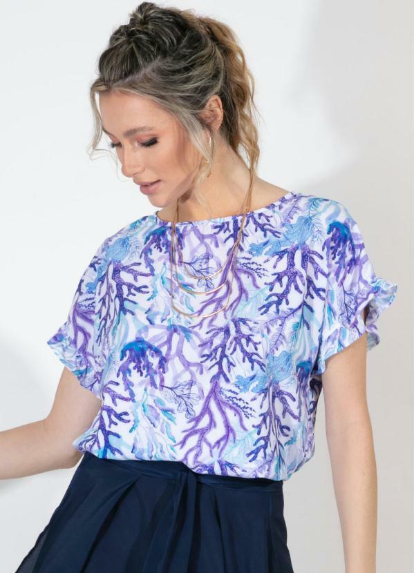 Quintess - Blusa Algas Soltinha com Babados nas Mangas