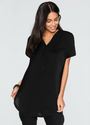camisa alongada feminina preta