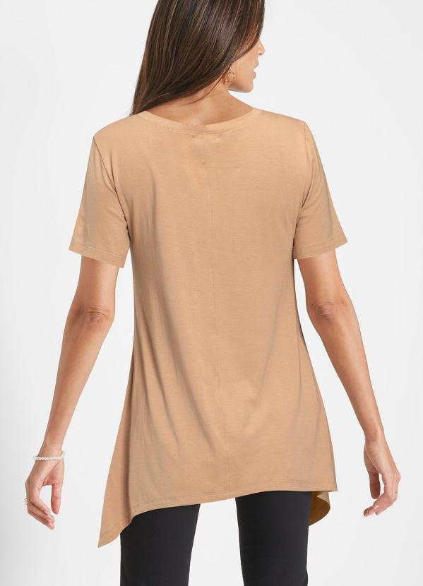 Outlet - Blusa Assimétrica com Estampa Bege 2