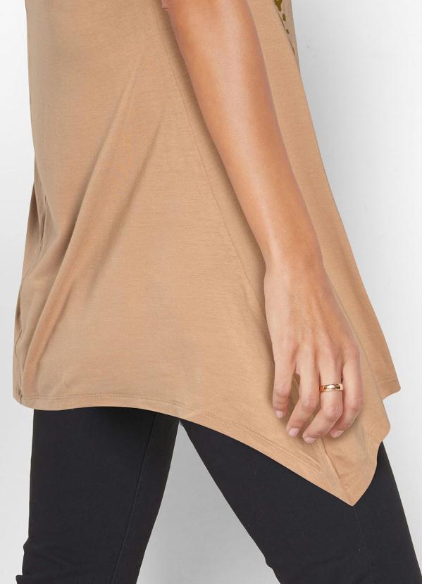 Outlet - Blusa Assimétrica com Estampa Bege 3
