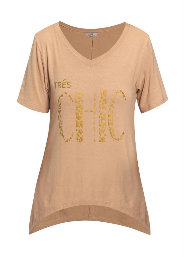 Outlet - Blusa Assimétrica com Estampa Bege 4