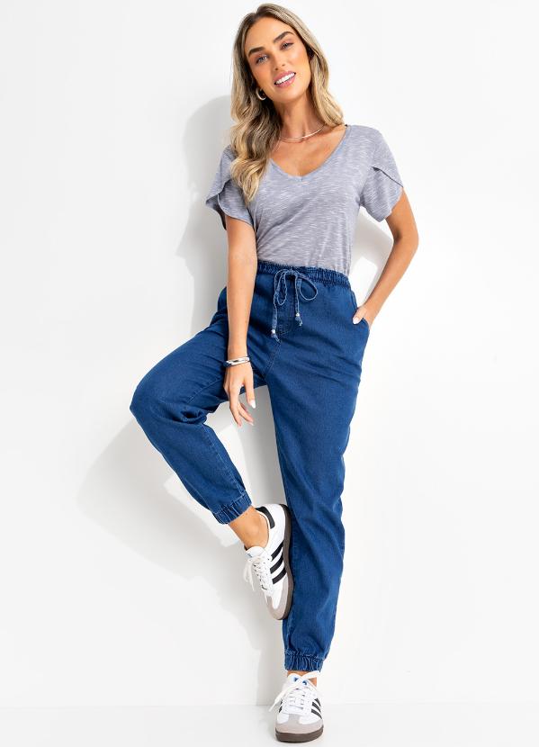 Quintess - Blusa Cinza Alongada com Manga Tulipa 2