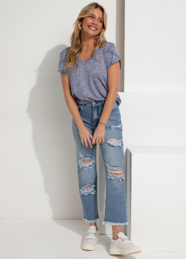 Quintess - Blusa Cinza Alongada com Manga Tulipa 7