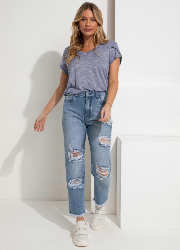 Quintess - Blusa Cinza Alongada com Manga Tulipa 9