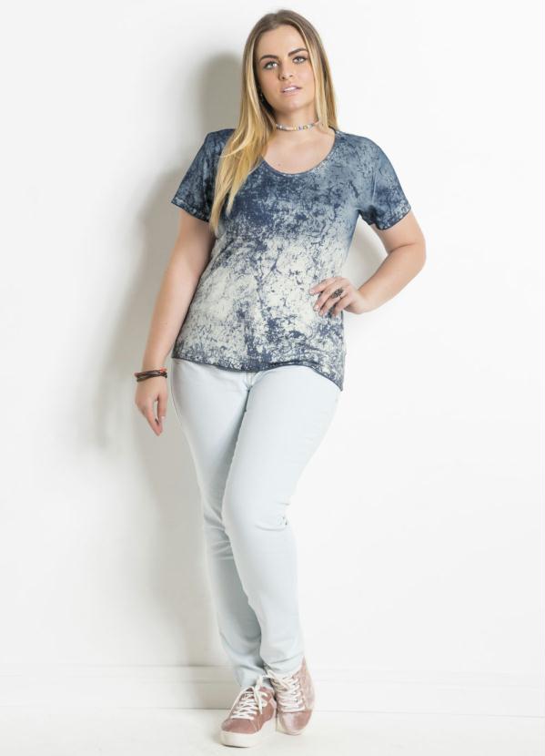 Quintess - Blusa Azul Marmorizado Plus Size Quintess 3
