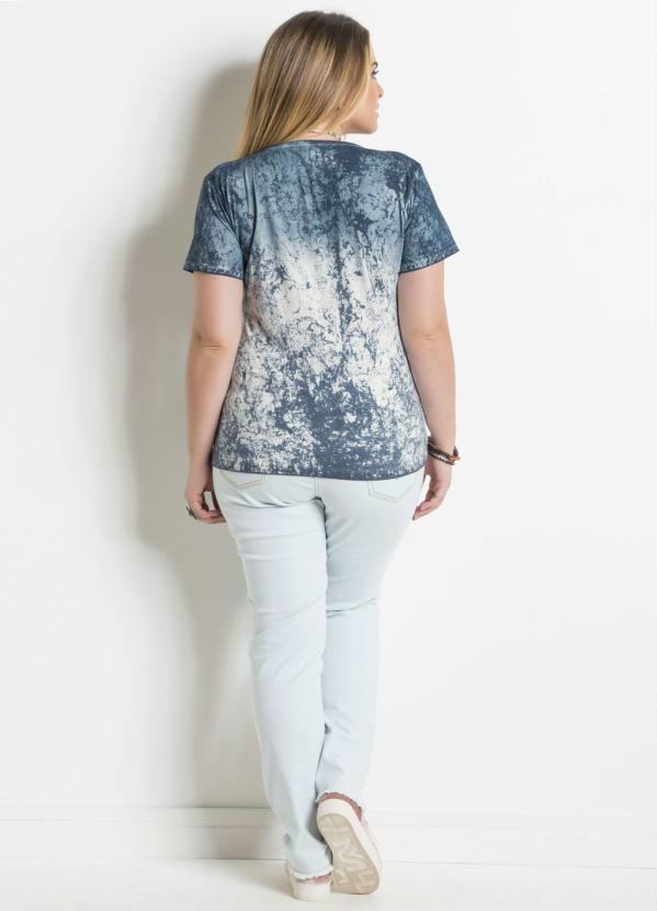 Quintess - Blusa Azul Marmorizado Plus Size Quintess 4