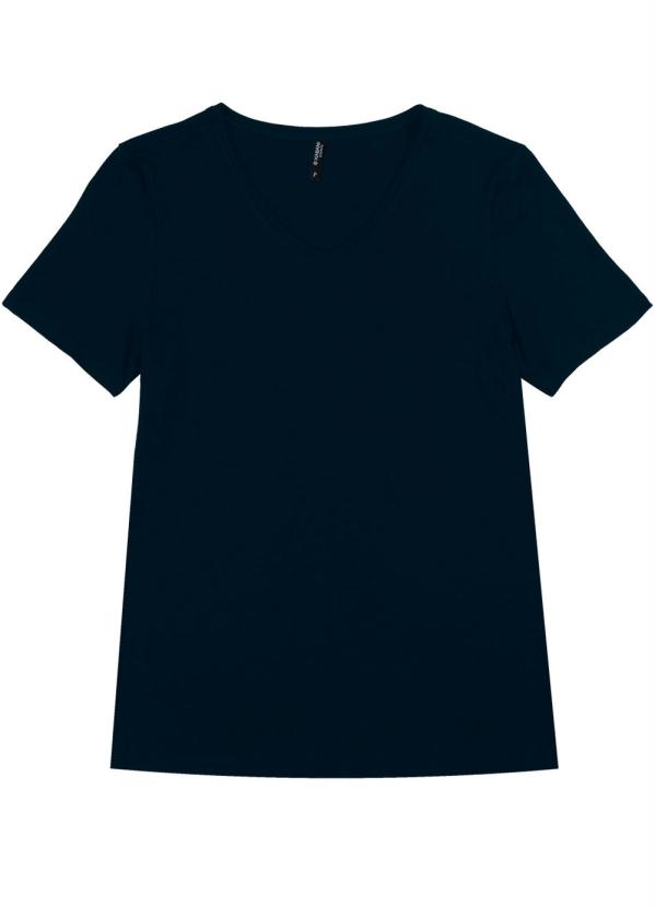 Habana - Blusa Básica em Viscose com Decote V Preto