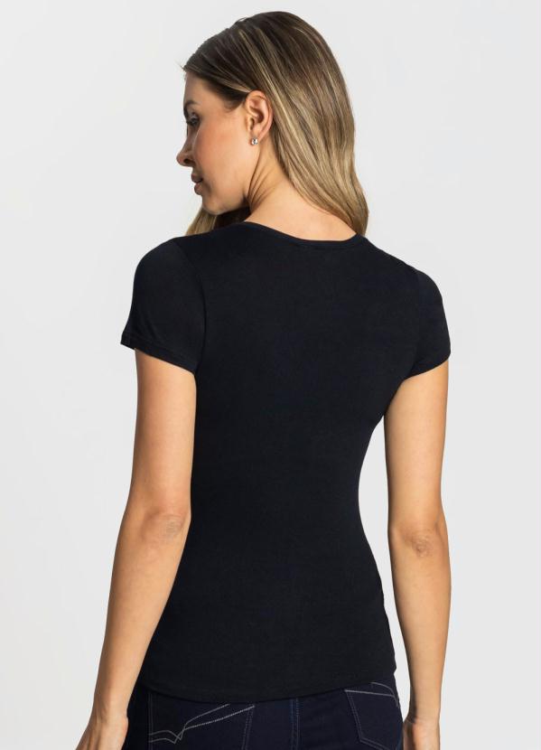 Rovitex - Blusa Básica Visco Tricô Feminina Preto 2