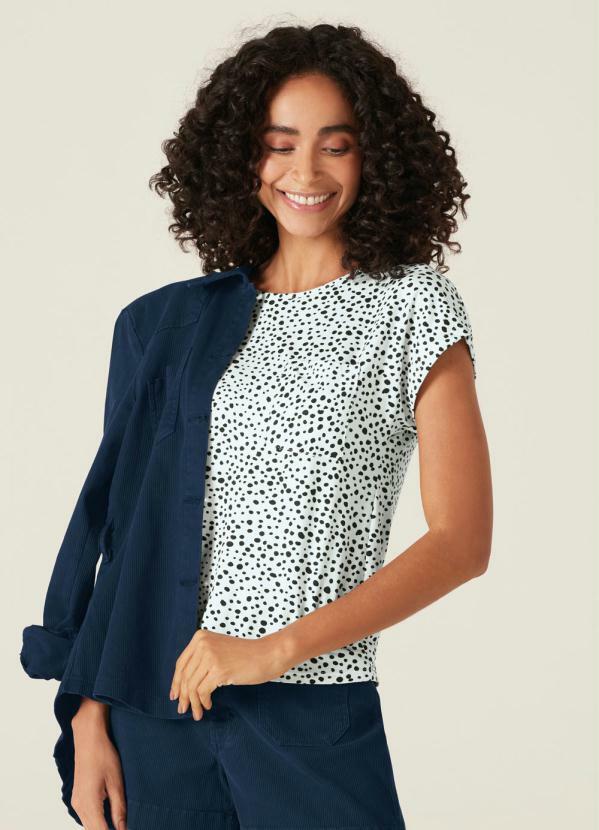 Malwee - Blusa Branca Poá em Viscose Feminino